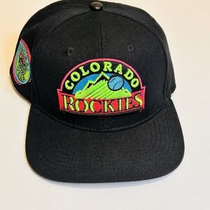 Colorado Rockies Hat Cooperstown Collection Inaugural 1993  Black Neon